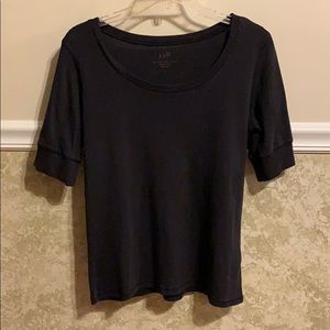 J.Jill - Pima Cotton Elbow Sleeve Tee - Black